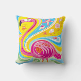 Cojín Decorativo Flamenco Rosa con Estrella de Mar