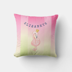 Cojín Decorativo Flamenco Rosa Lindo con Degradado de Rayas