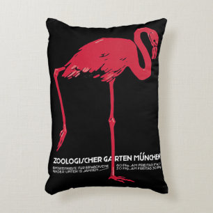Cojín Decorativo Flamenco rosa vintage en el zoológico de Múnich, A