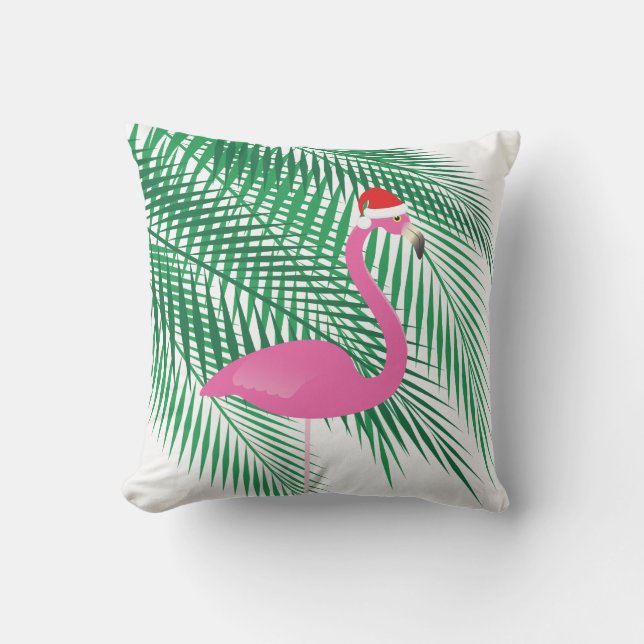 Cojín Decorativo Flamenco tropical del navidad en el blanco - al (Anverso)