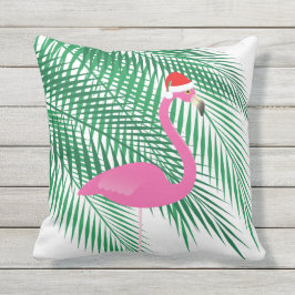 Cojín Decorativo Flamenco tropical del navidad en el blanco - al