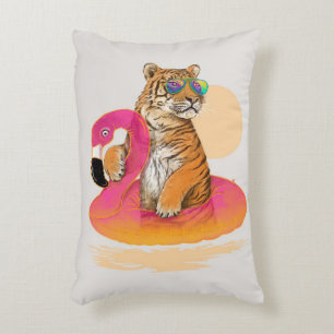 Cojín Decorativo Flamencos Gracioso Chillin Flamingo Tiger Friend