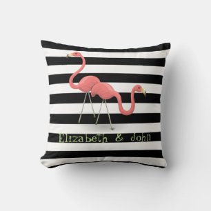 Cojín Decorativo Flamencos, negro, franjas blancas personalizadas
