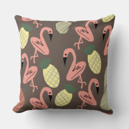 Cojín Decorativo Flamencos Piñas Dibujos a Mano