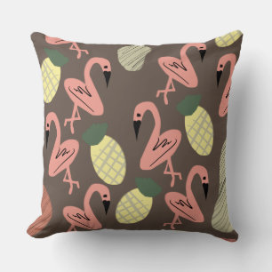 Cojín Decorativo Flamencos Piñas Dibujos a Mano