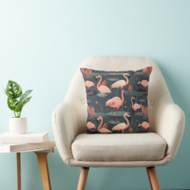 Cojín Decorativo Flamencos rosados en el agua