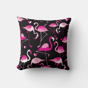 Cojín Decorativo Flamencos rosados, patrón oscuro sin costuras.