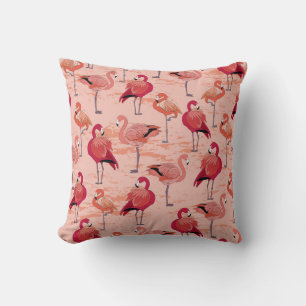 Cojín Decorativo Flamencos rosados: Patrón tropical sin foco