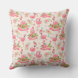 Cojín Decorativo Flamencos y flores tropicales