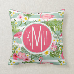 Cojín Decorativo Flamencos Y Rayas Monograma