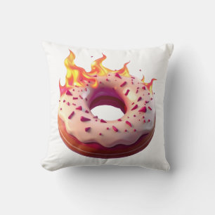 Cojín Decorativo Flaming Donut with White Frosting and Sprinkles