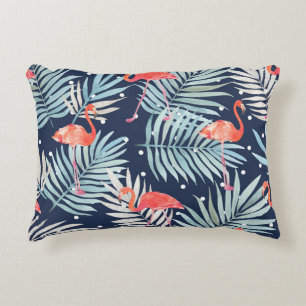Cojín Decorativo Flamingo acuarela: Elegancia tropical rosa.