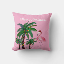 Cojín Decorativo Flamingo and palm tree Christmas Pillow