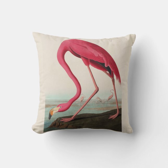 Cojín Decorativo Flamingo Audubon Pink American Flamingo, Placa CCX (Anverso)