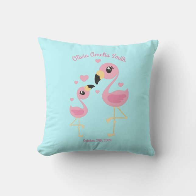 Cojín Decorativo Flamingo Baby Shower Cute Tropical (Anverso)