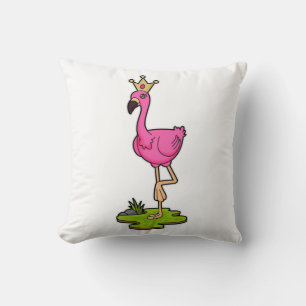 Cojín Decorativo Flamingo como princesa con corona