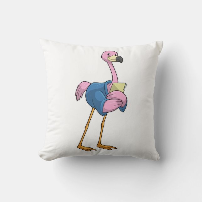 Cojín Decorativo Flamingo como secretario con Notepad (Anverso)
