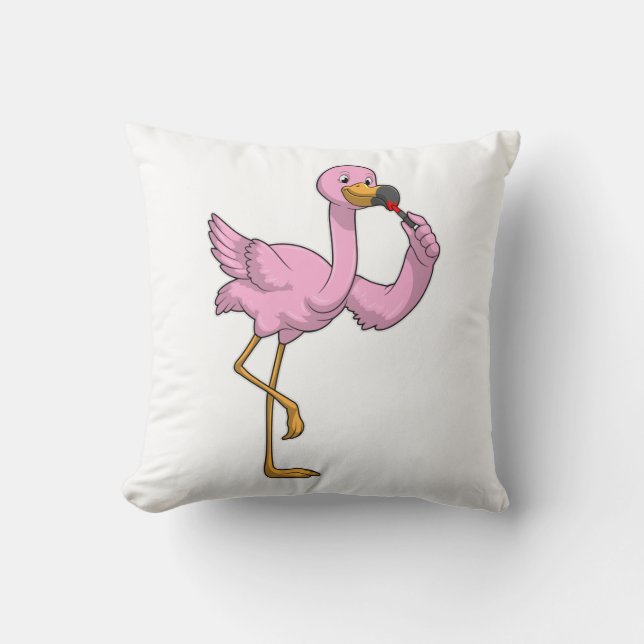 Cojín Decorativo Flamingo con lápiz labial (Anverso)