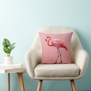 Cojín Decorativo Flamingo Con Tos Rojos Altos