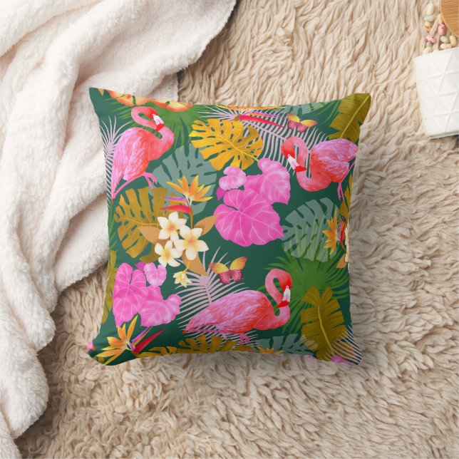 Cojín Decorativo Flamingo Garden Dark Green (Manta)