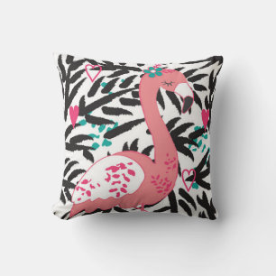 Cojín Decorativo flamingo ilustracion vintage de ave exótica