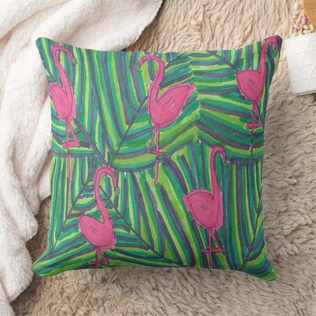 Cojín Decorativo Flamingo Jungle Vibe (Manta)