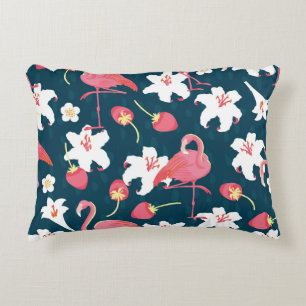 Cojín Decorativo Flamingo Lilies: Diseño Vintage Tropical.