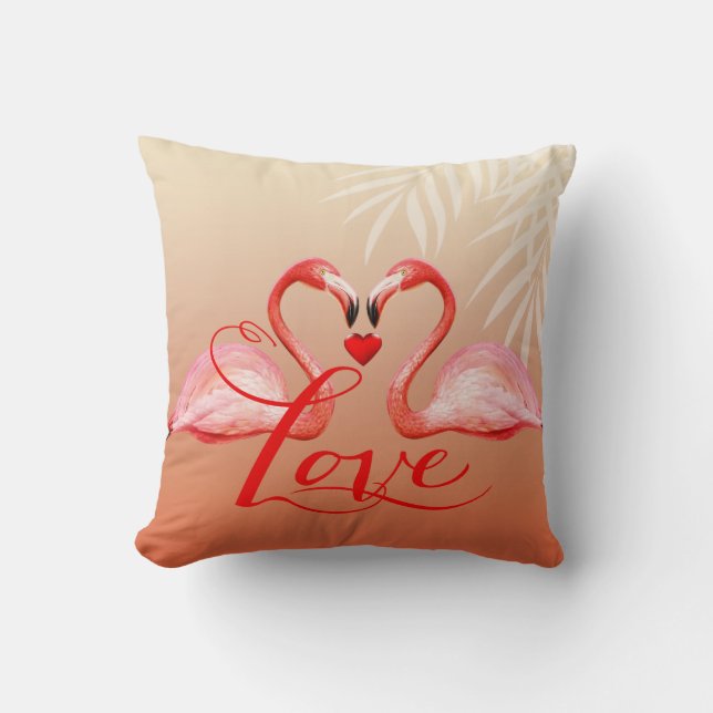 Cojín Decorativo Flamingo Love | durazno (Anverso)