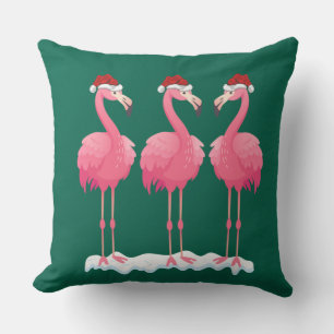 Cojín Decorativo Flamingo Lover Xmas Iluminando Flamingos Santa Ros