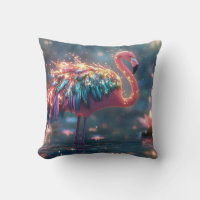 Flamingo mágico Fantasía arte con pluma colorida
