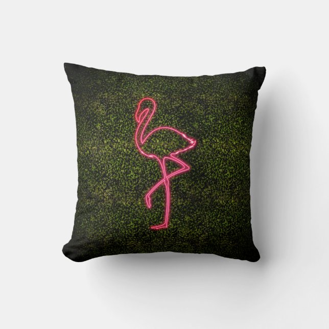 Cojín Decorativo Flamingo Neon Rótulo Boxwood (Anverso)