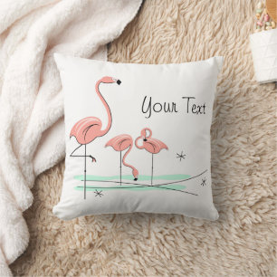 Cojín Decorativo Flamingo Ocean Trio 4 Text aqua check back square
