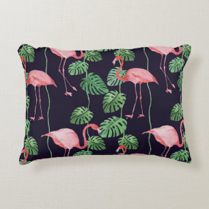 Cojín Decorativo Flamingo Oscuro: Pequeño Patrón De Acuarela.