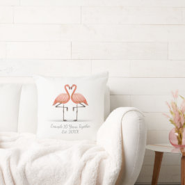 Cojín Decorativo Flamingo Personalizado X Años Juntos Aniversario
