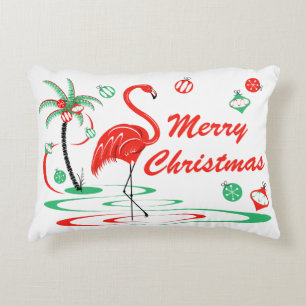 Cojín Decorativo Flamingo rojo de Navidad acento trasero multi de N