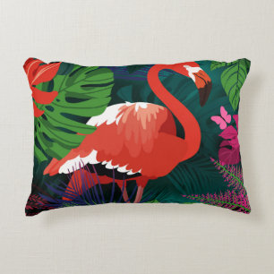 Cojín Decorativo Flamingo rosa: Armonía de mariposa tropical.