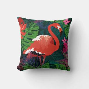 Cojín Decorativo Flamingo rosa: Armonía de mariposa tropical.