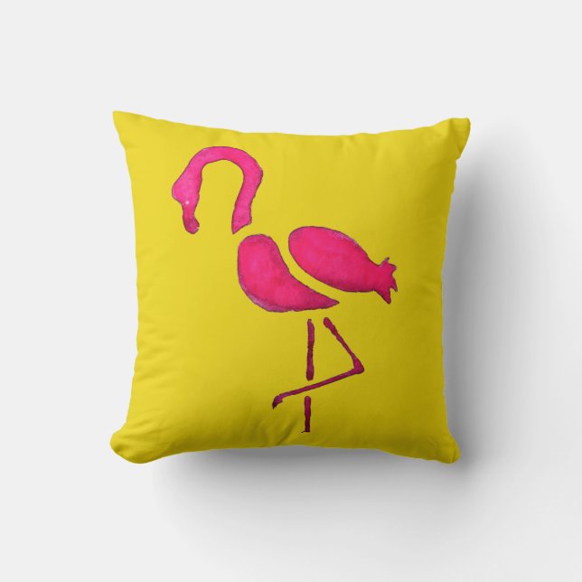 Cojín Decorativo Flamingo rosa arte pop único (Anverso)