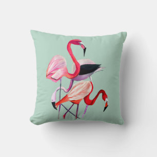 Cojín Decorativo flamingo rosa bonito en azul