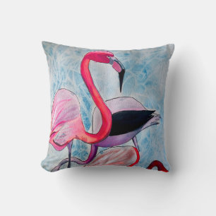 Cojín Decorativo Flamingo rosa colorido arte acuático