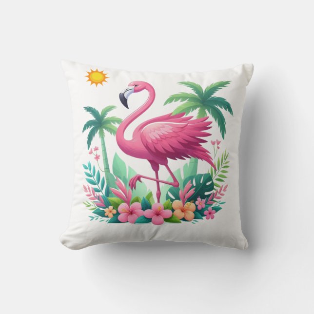 Cojín Decorativo Flamingo rosa de Florida/Tropical (Anverso)