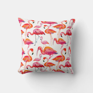 Cojín Decorativo Flamingo rosa, diseño de patrones sin fisuras.