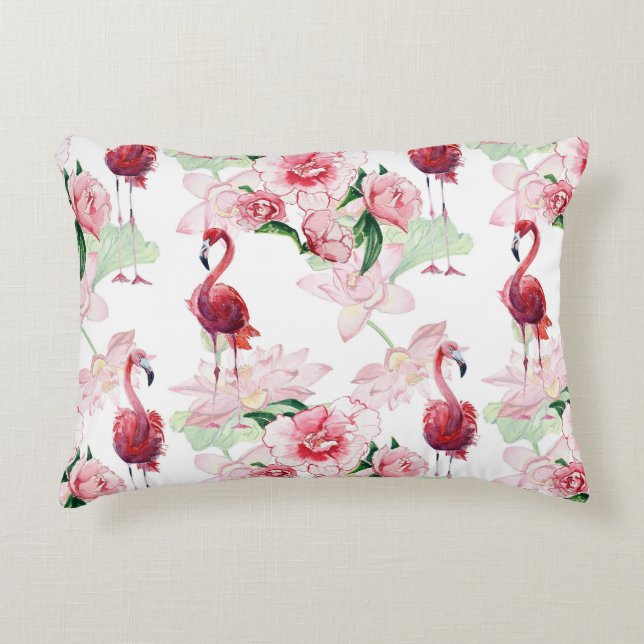 Cojín Decorativo Flamingo rosa: Elegancia de patrón sin foco (Anverso)