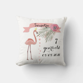 Cojín Decorativo Flamingo rosa, hojas de palma, para chica