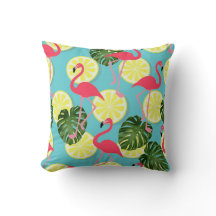 Flamingo rosa Lemon Slice Tropical Leaf Reversible