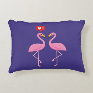 Cojín Decorativo Flamingo Rosa lindo como Pastel de Corazón