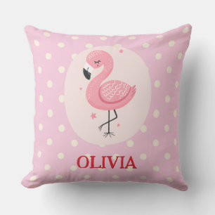 Cojín Decorativo Flamingo rosa lindo con puntos de polka