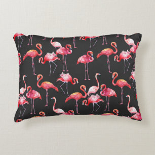Cojín Decorativo Flamingo Rosa: Patrón acuarela tropical.