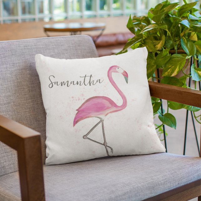 Cojín Decorativo Flamingo rosa Personalizado de la Cuta Tropical (Subido por el creador)