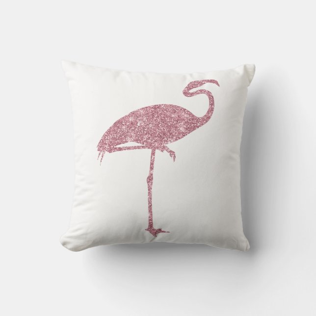 Cojín Decorativo Flamingo Rosa Purpurina Flamingos Tropical (Anverso)